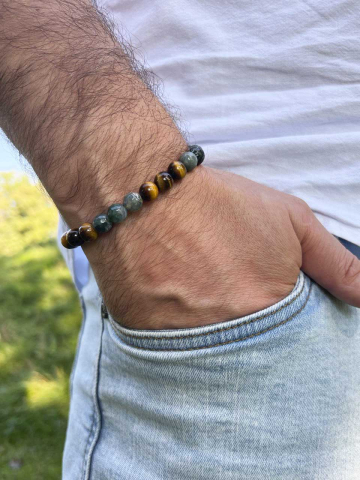 Чоловічий браслет із каменів 4503