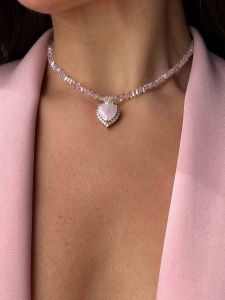 Ніжний рожевий чокер з неймовірним серцем 5566