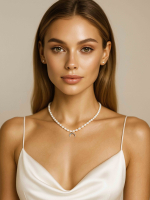 Necklace with pearls and a crescent moon pendant 5484