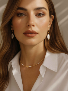 Чокер из японского бисера с жемчугом 5315