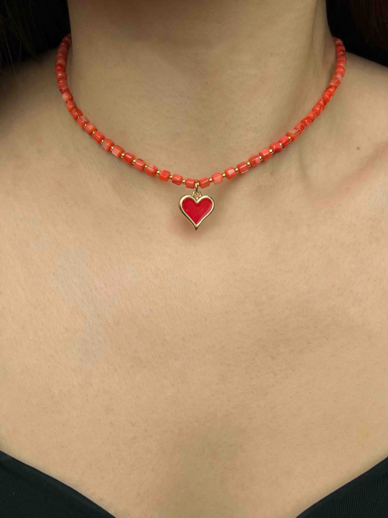 Чокер из перламутра с подвеской сердце 5024