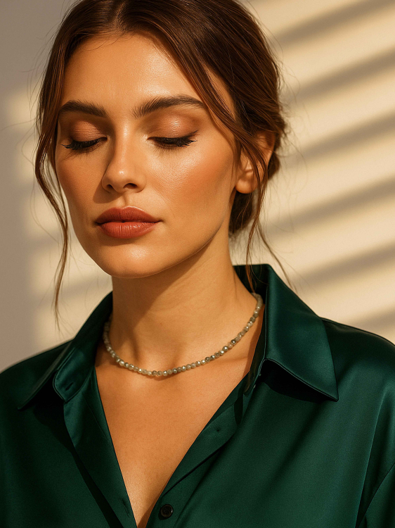 Choker aus echtem Prehnit-Edelstein 5068