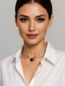 Hematite choker with heart pendant 5259