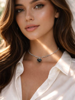 Чокер из гематита с сердцем 5259