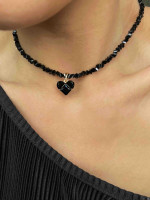 Schwarzer Choker mit Herzanhänger 5380.