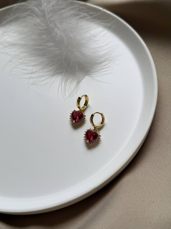 Red zircon earrings 5763