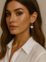 Ohrringe mit einem Anhänger in Form eines Kristallherzens 5423.