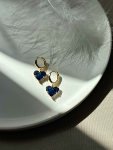 Сережки синее сердце 5574