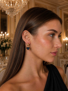 Сережки синє серце 5574