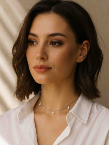 Серебренная цепочка с жемчужинками 5633