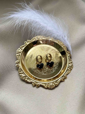 Черные серьги с подвеской сердце 5381