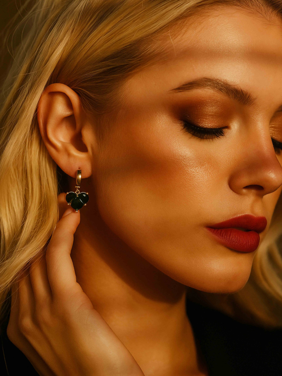 Schwarze Ohrringe mit einem Herzanhänger 5381.