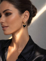 Черные серьги с подвеской сердце 5381