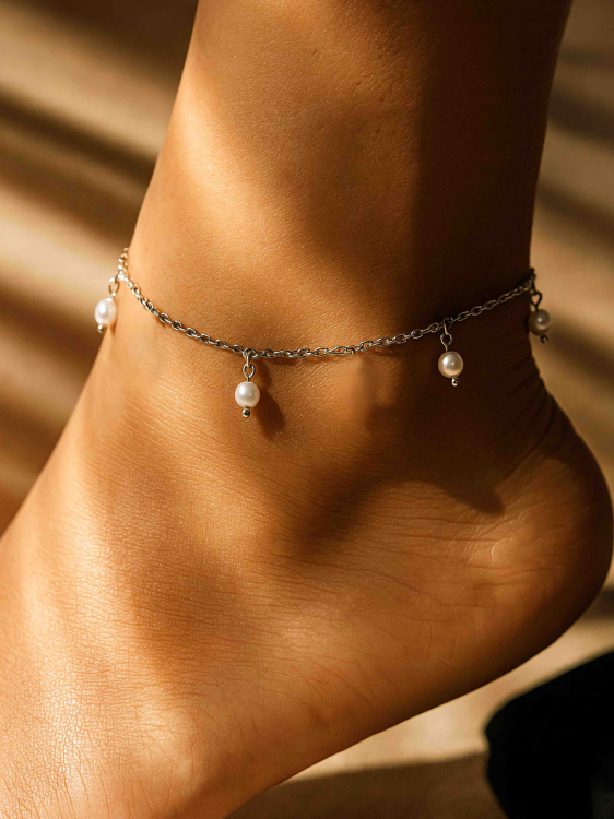 Браслет на ногу с жемчужинками 5634