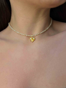 Gelber Choker aus Zirkonia 5073