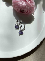 Серьги с фиолетовым сердцем 5425