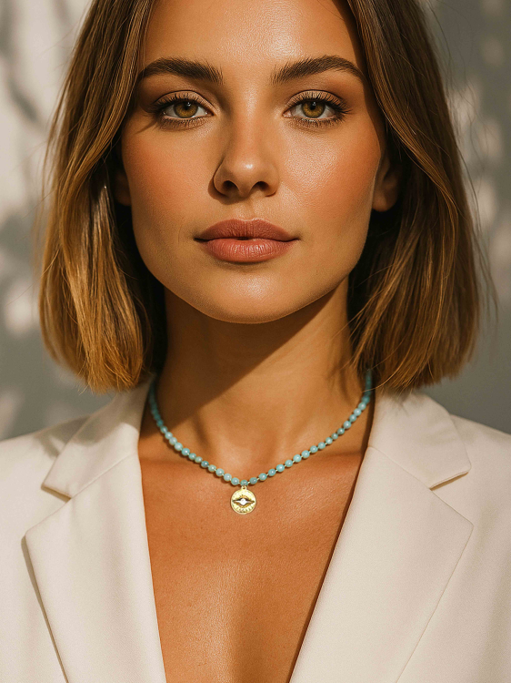 Choker aus Amazonit mit Anhänger "Auge" 5136