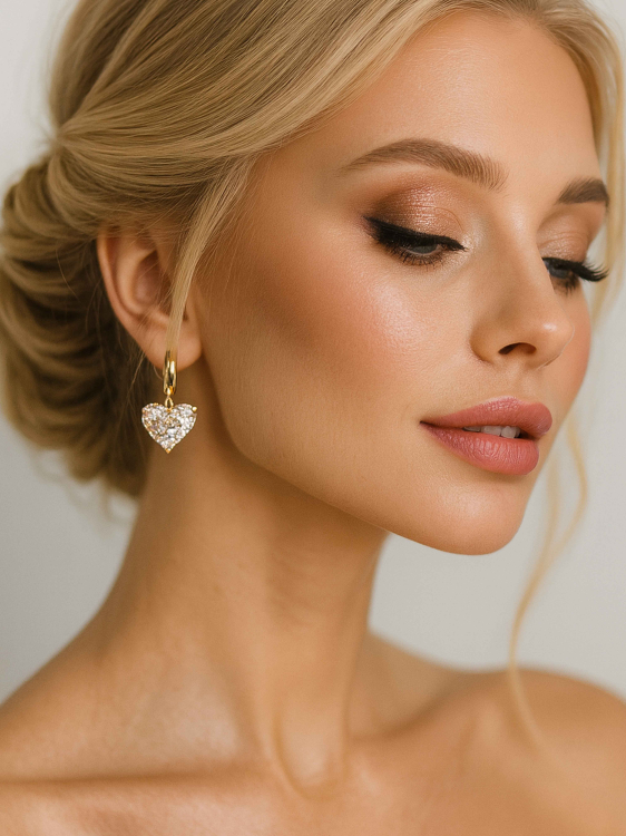 Сережки з білим серцем 5322