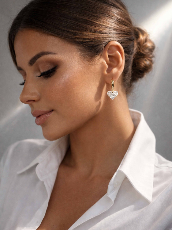 Серьги с белым сердцем 5322