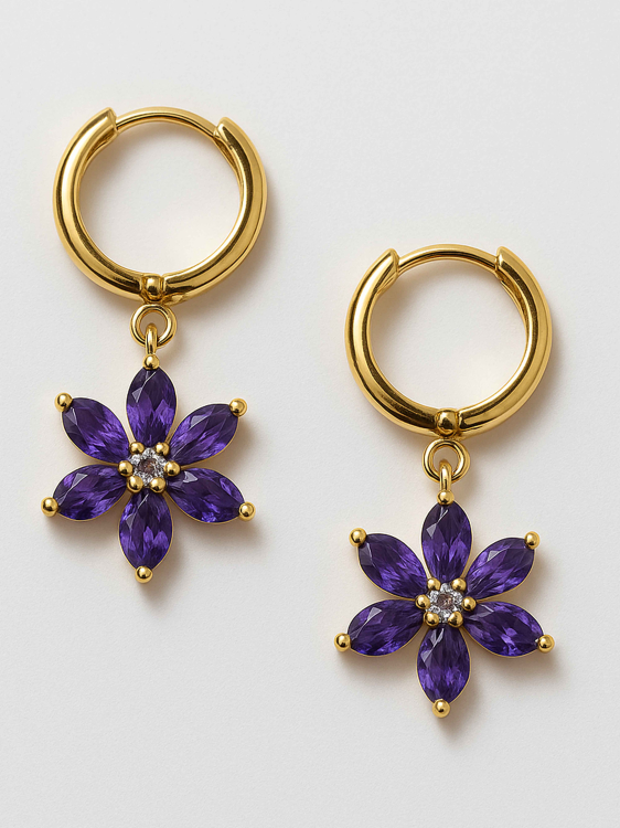 Ohrringe mit lila Blume 5583