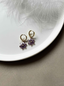Ohrringe mit lila Blume 5583