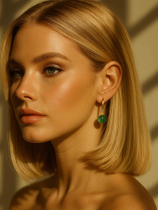 Серьги с зеленым агатом 5194