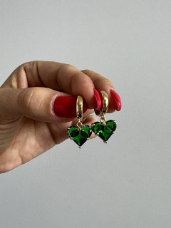 Серьги с зеленым сердцем 5329