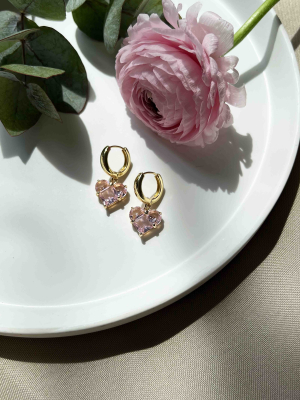 Серьги с розовым сердцем 5330