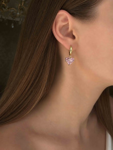 Сережки з рожевим серцем 5330