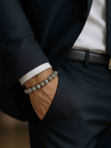 Мужской браслет из лунного камня 4854