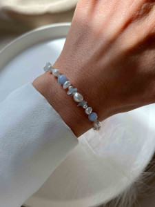 Браслет аквамарин и жемчуг 5335