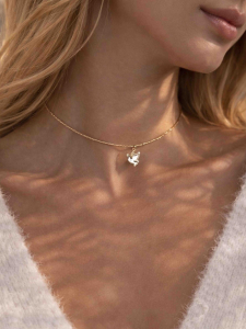 Goldener Choker mit Vogelanhänger 5273