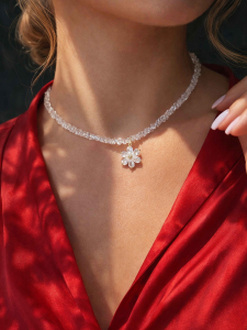 Блестящее колье с цветком 5510