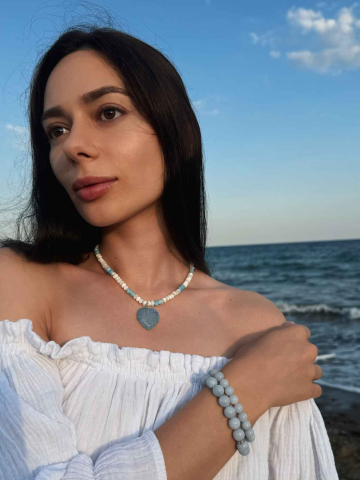 Бусы из агата и перламутра 4652