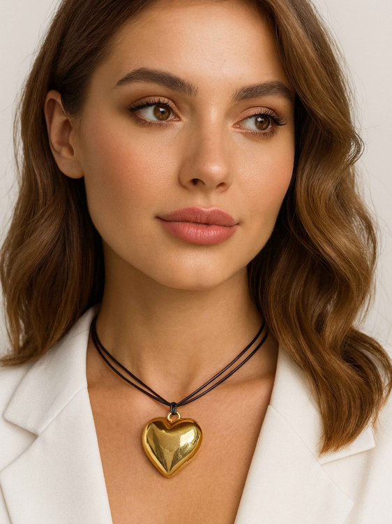 Cord necklace with heart pendant 5146