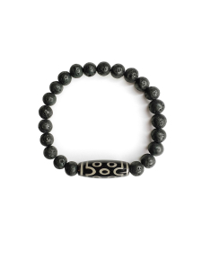 Мужской браслет из лавы и Дзи 4976