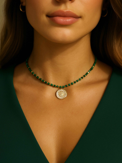 Natural Malachite Choker with Pendant 5209
