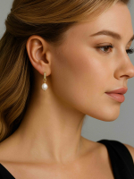 Сережки з підвіскою перлина 5149