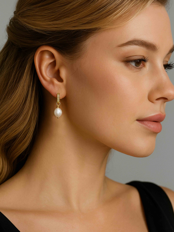 Сережки с подвеской жемчужина 5149
