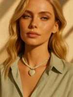 Jade choker with a stone heart pendant 5210