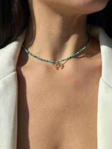 Чокер из камня бирюза с лунницей 5656