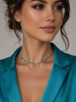 Чокер из камня бирюза с лунницей 5656