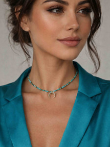 Чокер из камня бирюза с лунницей 5656