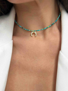 Чокер из камня бирюза с лунницей 5656